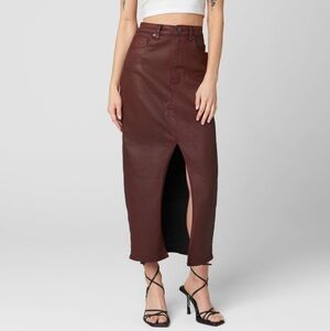 BLANK NYC Coffee Talk Denim High Rise Midi Skirt